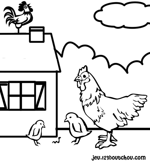 着色页: 母鸡 (动物) #17592 - 免费可打印着色页