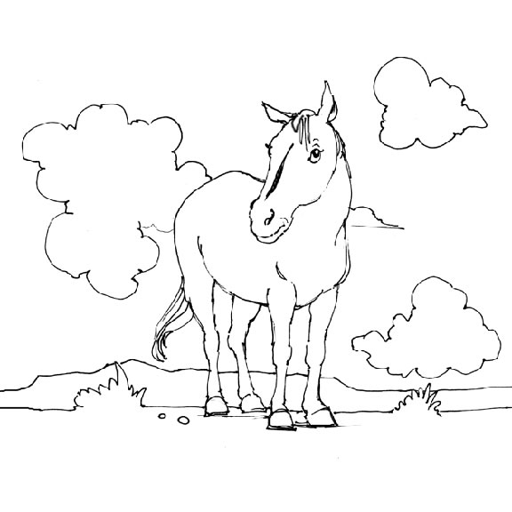 着色页: 马 (动物) #2206 - 免费可打印着色页