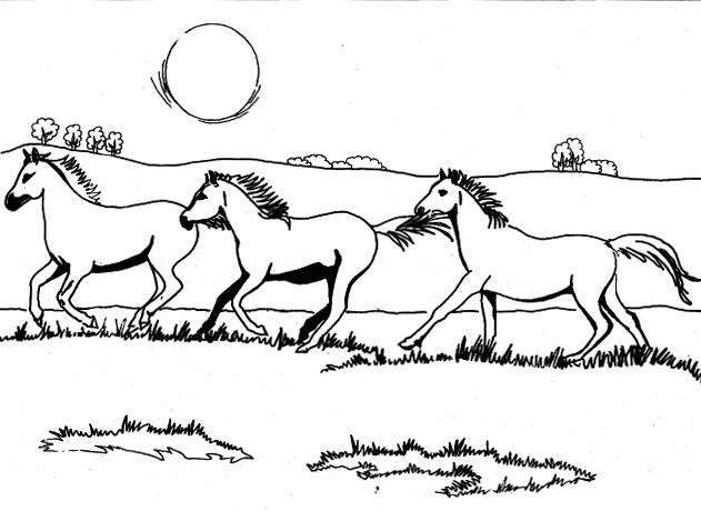 着色页: 马 (动物) #2338 - 免费可打印着色页