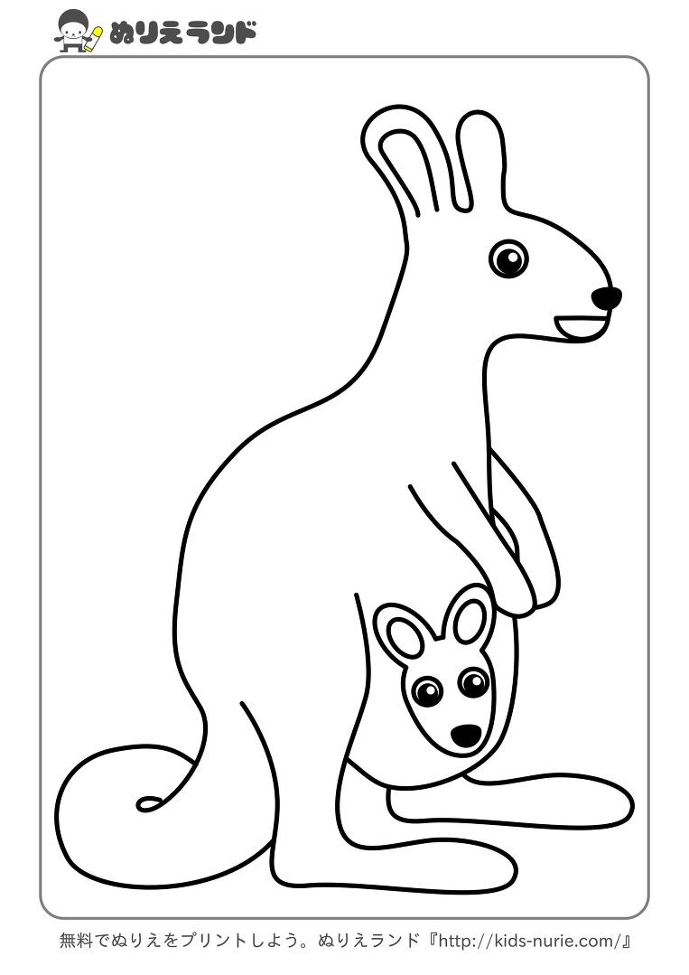 着色页: 袋鼠 (动物) #9121 - 免费可打印着色页