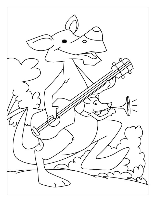 着色页: 袋鼠 (动物) #9263 - 免费可打印着色页