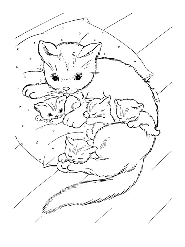 着色页: 小猫 (动物) #18037 - 免费可打印着色页