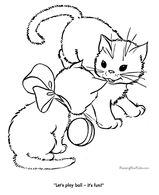 着色页: 小猫 (动物) #18092 - 免费可打印着色页