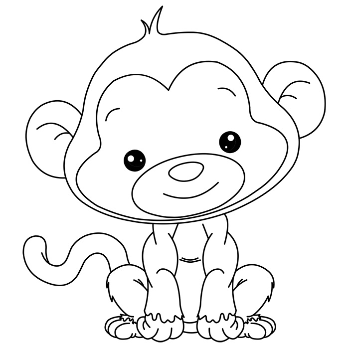 着色页: 猴 (动物) #14267 - 免费可打印着色页