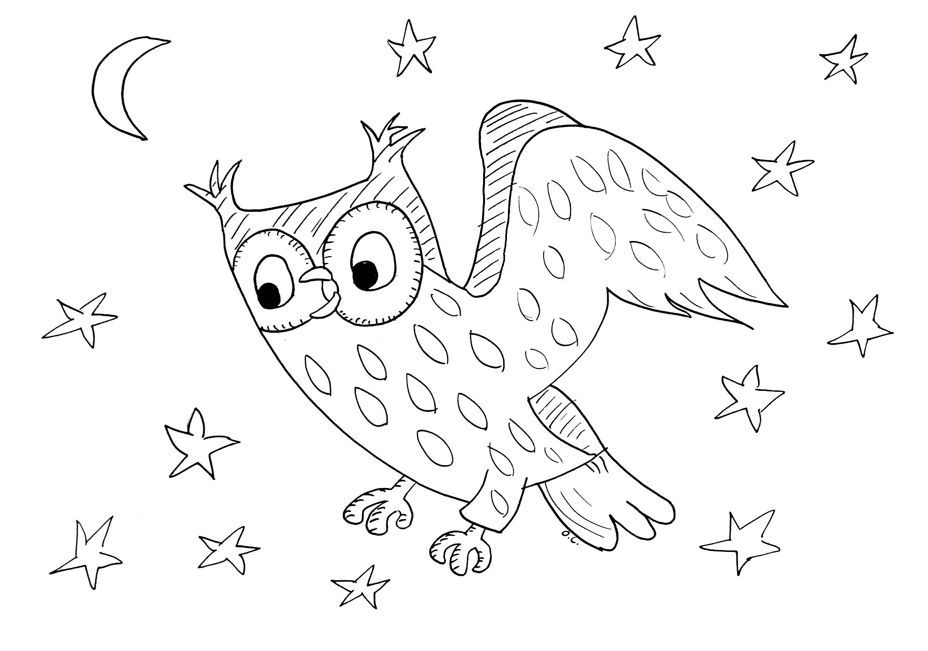 着色页: 猫头鹰 (动物) #8492 - 免费可打印着色页