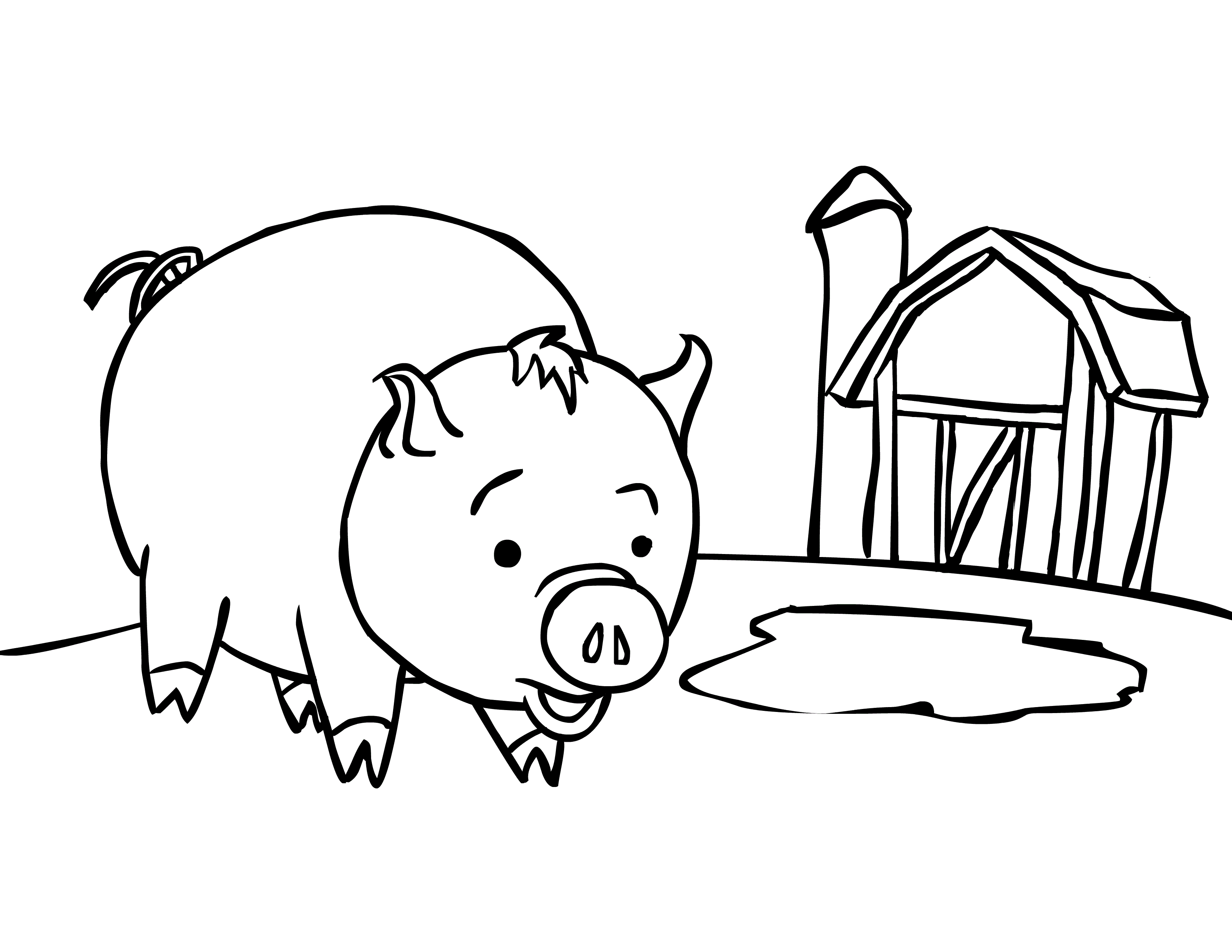 着色页: 猪 (动物) #3598 - 免费可打印着色页