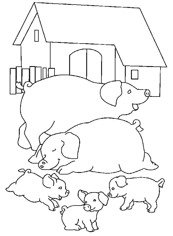 着色页: 猪 (动物) #3675 - 免费可打印着色页