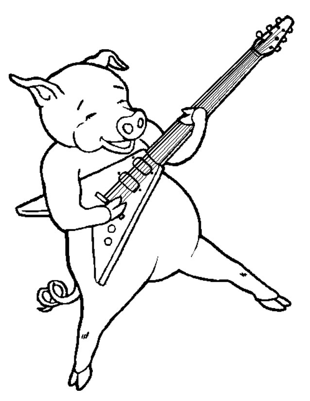 着色页: 猪肉 (动物) #17649 - 免费可打印着色页