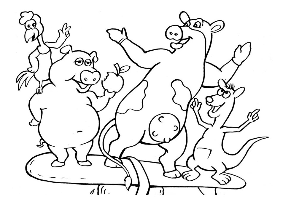 着色页: 猪肉 (动物) #17656 - 免费可打印着色页