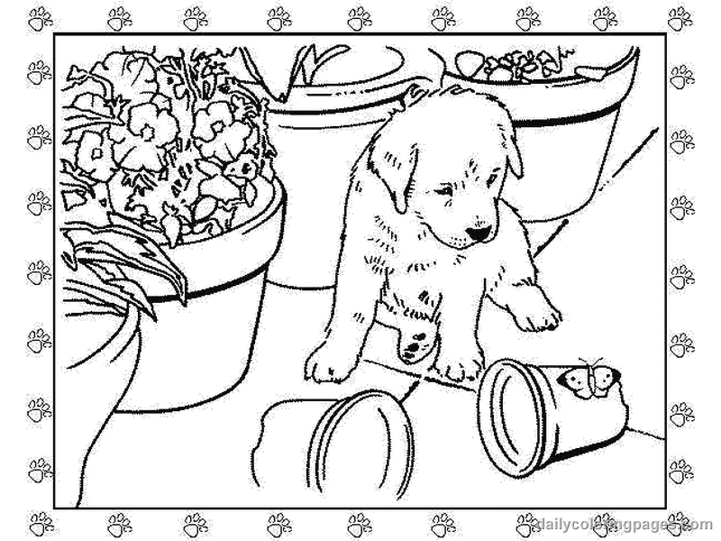 着色页: 小狗 (动物) #3011 - 免费可打印着色页