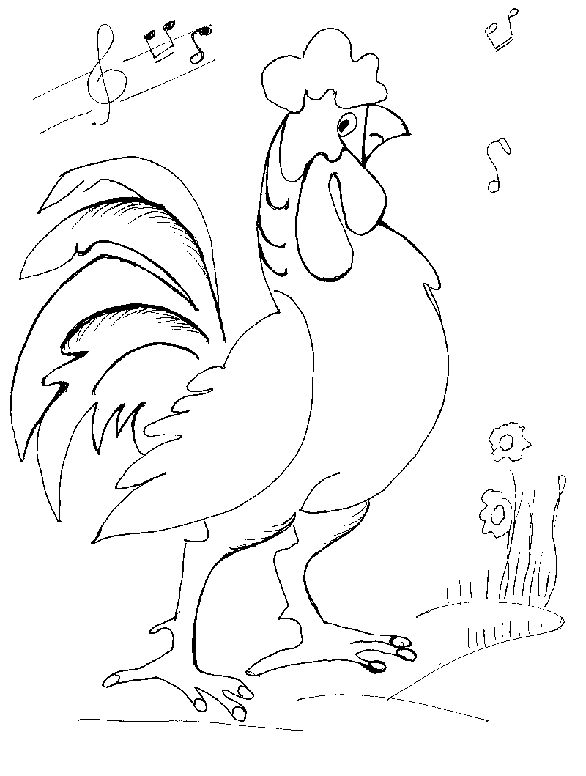 着色页: 公鸡 (动物) #4121 - 免费可打印着色页