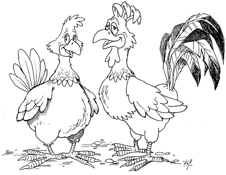 着色页: 公鸡 (动物) #4140 - 免费可打印着色页