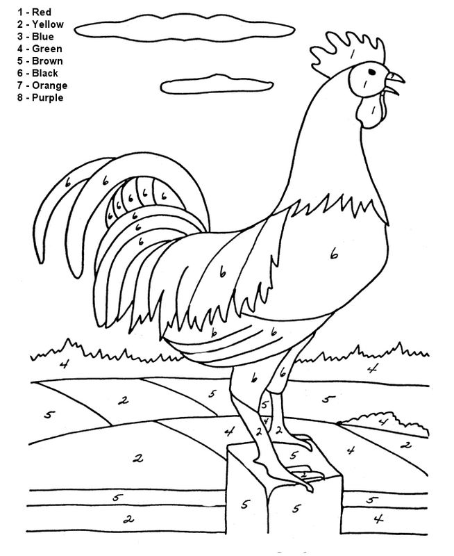 着色页: 公鸡 (动物) #4166 - 免费可打印着色页