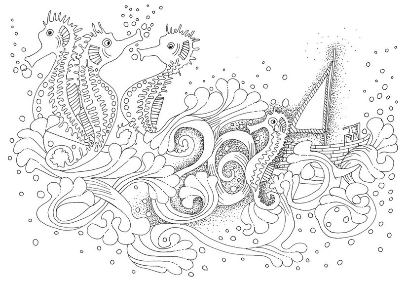 着色页: 海马 (动物) #18681 - 免费可打印着色页