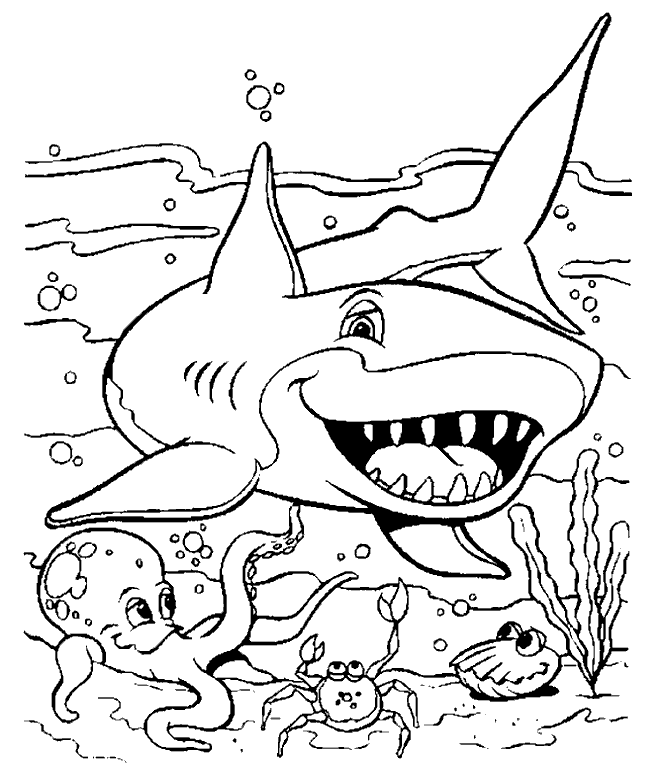 着色页: 鲨鱼 (动物) #14763 - 免费可打印着色页