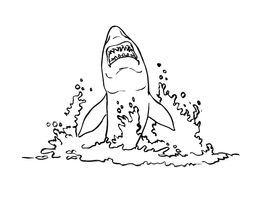 着色页: 鲨鱼 (动物) #14867 - 免费可打印着色页