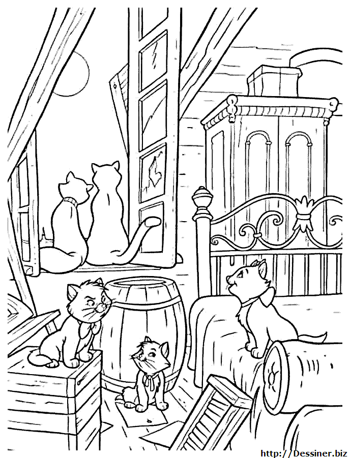 着色页: 贵族猫 (动画电影) #26971 - 免费可打印着色页