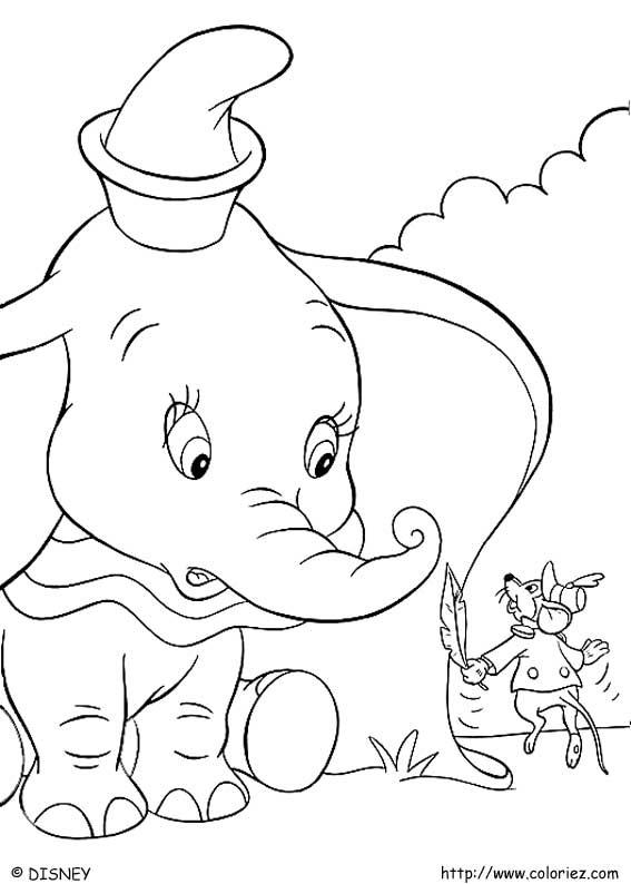 着色页: 小飞象 (动画电影) #170603 - 免费可打印着色页