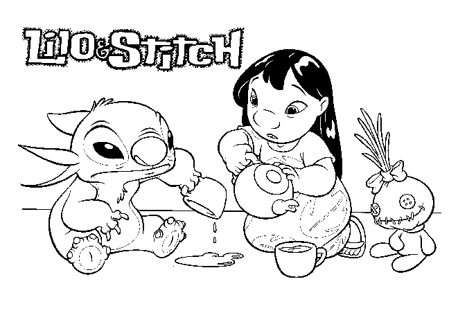 着色页: Lilo & Stitch (动画电影) #45072 - 免费可打印着色页