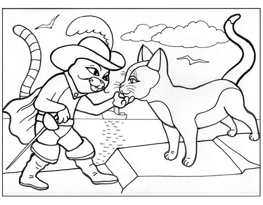 着色页: 穿靴子的猫 (动画电影) #206785 - 免费可打印着色页