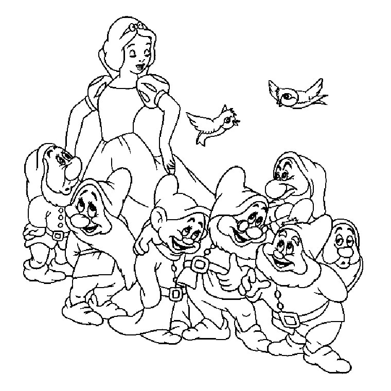着色页: 白雪公主和七个小矮人 (动画电影) #133829 - 免费可打印着色页