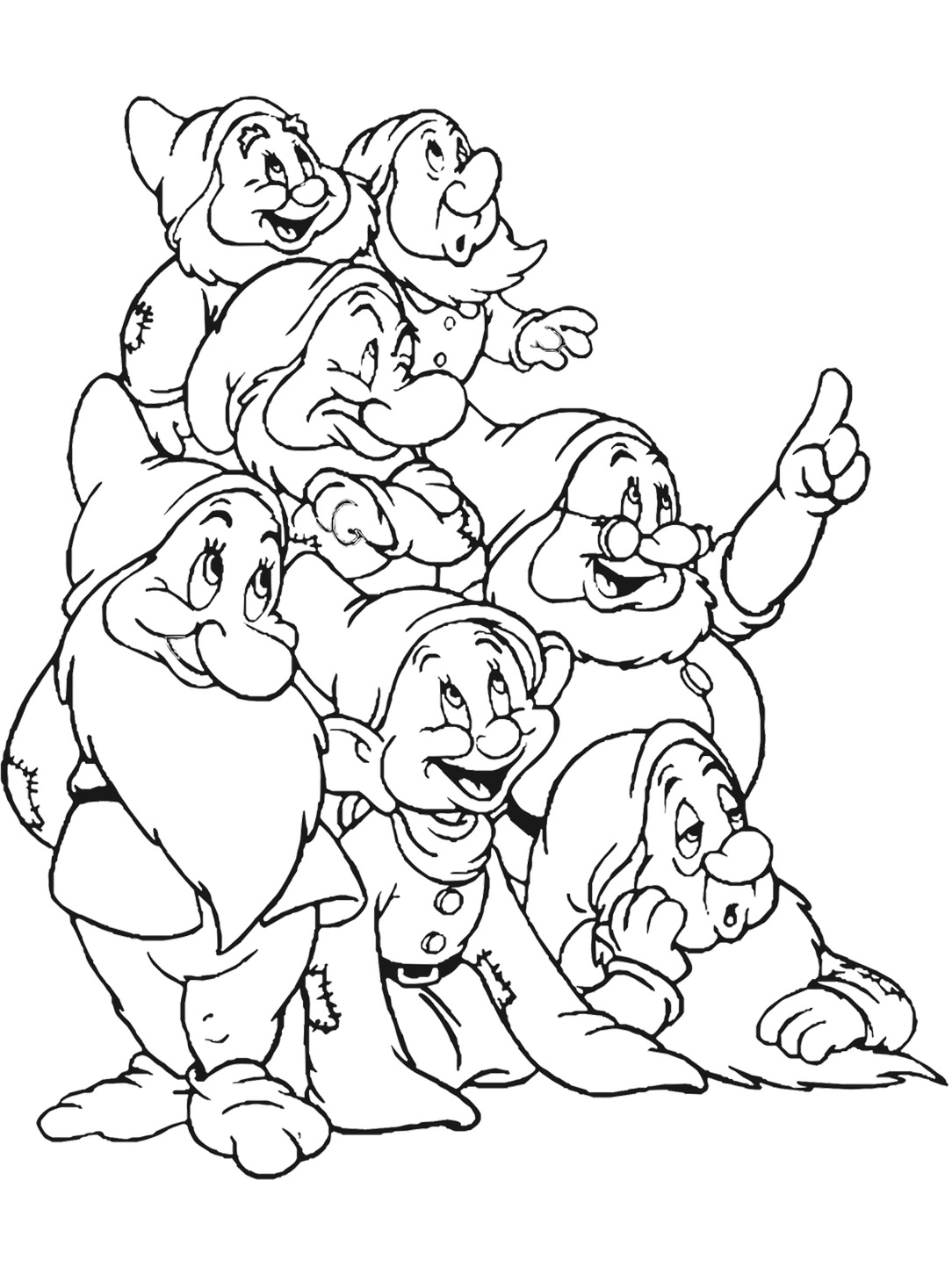 着色页: 白雪公主和七个小矮人 (动画电影) #133830 - 免费可打印着色页