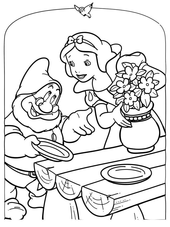着色页: 白雪公主和七个小矮人 (动画电影) #133842 - 免费可打印着色页