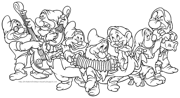 着色页: 白雪公主和七个小矮人 (动画电影) #133857 - 免费可打印着色页
