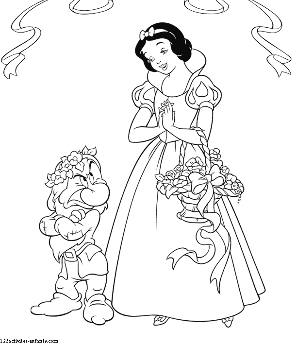 着色页: 白雪公主和七个小矮人 (动画电影) #133905 - 免费可打印着色页