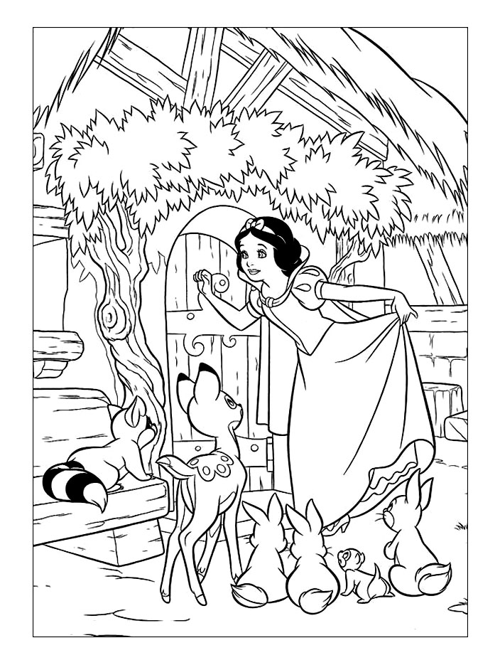 着色页: 白雪公主和七个小矮人 (动画电影) #133909 - 免费可打印着色页