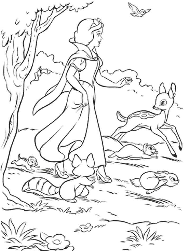 着色页: 白雪公主和七个小矮人 (动画电影) #133915 - 免费可打印着色页