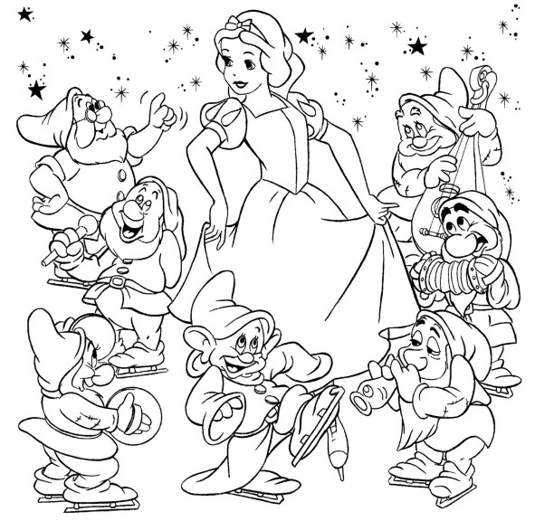 着色页: 白雪公主和七个小矮人 (动画电影) #133922 - 免费可打印着色页