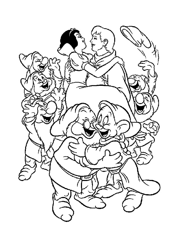 着色页: 白雪公主和七个小矮人 (动画电影) #133924 - 免费可打印着色页