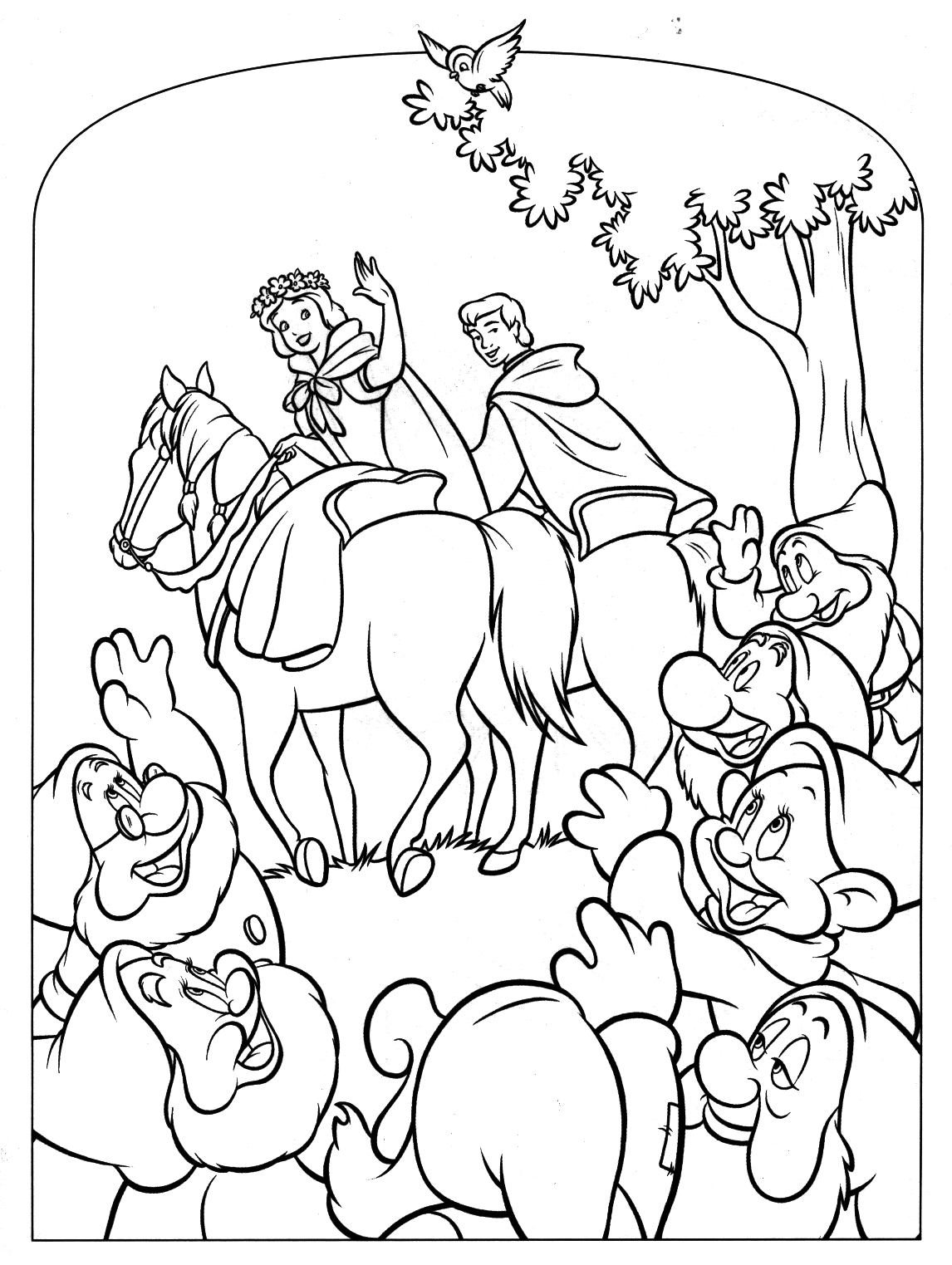 着色页: 白雪公主和七个小矮人 (动画电影) #133950 - 免费可打印着色页