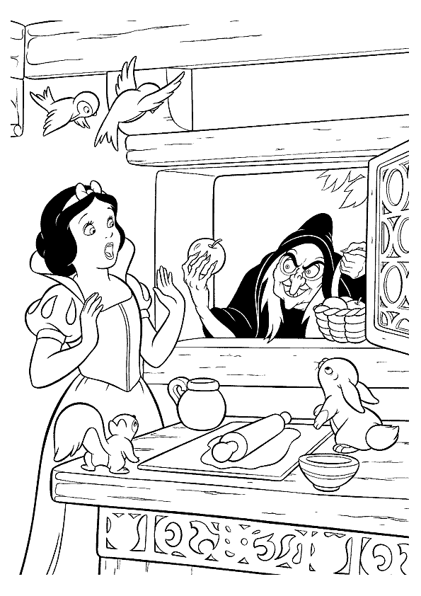 着色页: 白雪公主和七个小矮人 (动画电影) #133976 - 免费可打印着色页