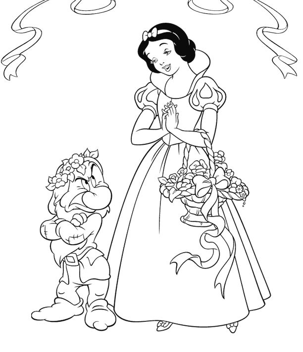 着色页: 白雪公主和七个小矮人 (动画电影) #133978 - 免费可打印着色页