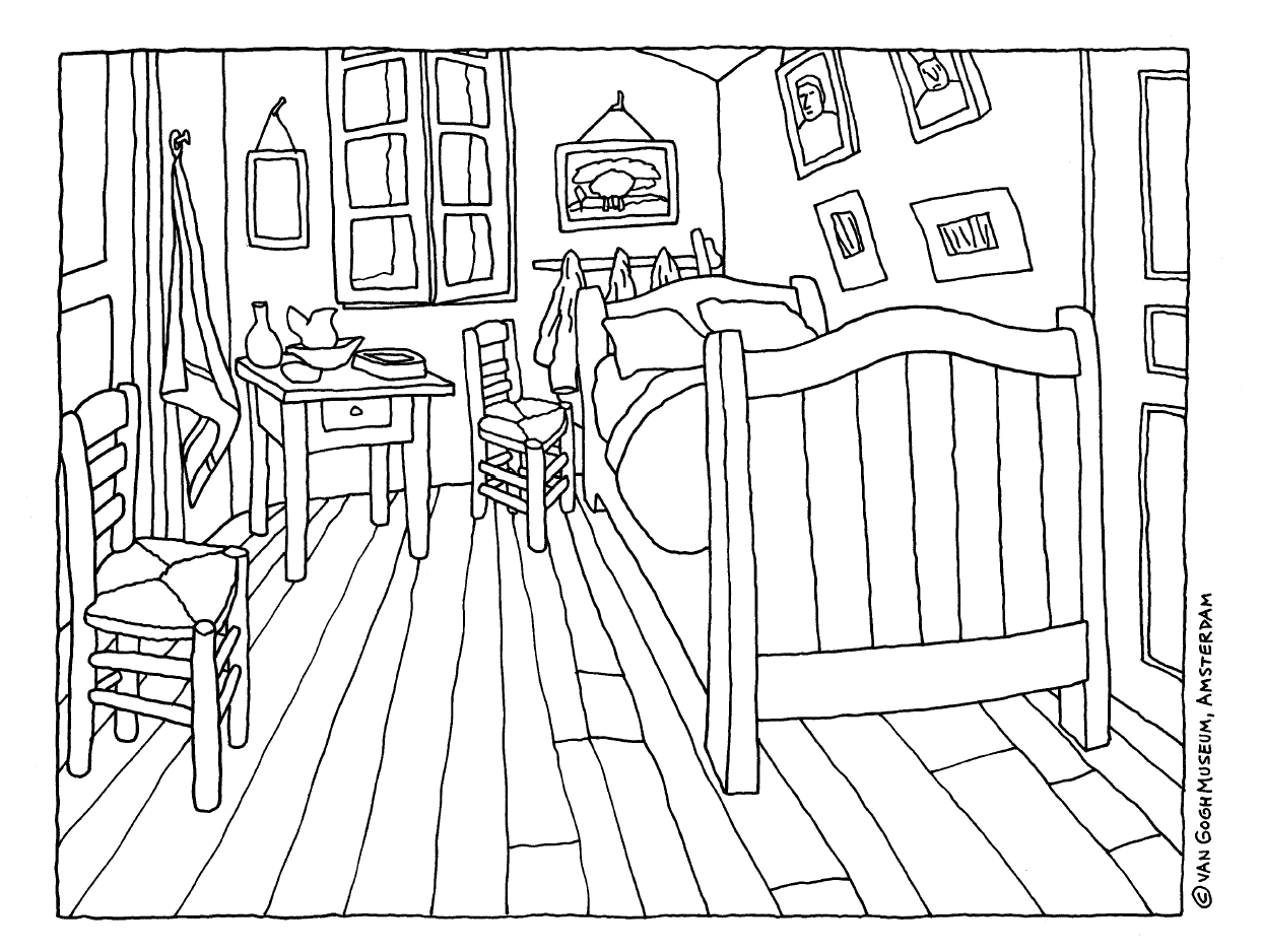 着色页: 卧室 (建筑和建筑) #63451 - 免费可打印着色页