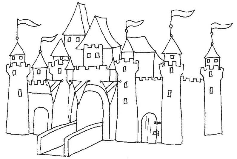 着色页: 城堡 (建筑和建筑) #62034 - 免费可打印着色页
