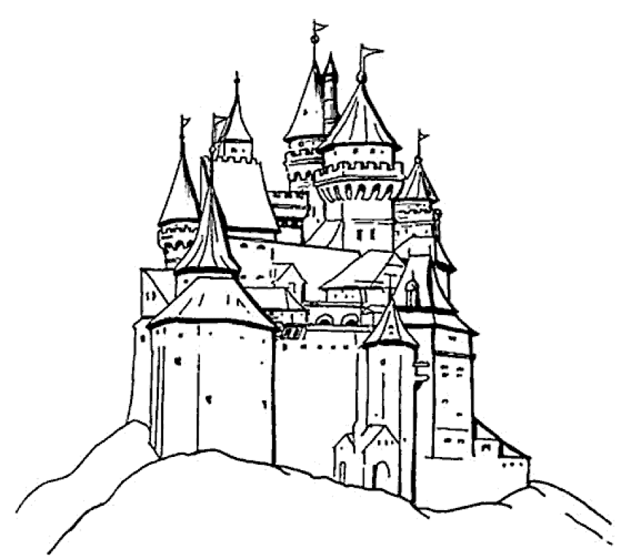 着色页: 城堡 (建筑和建筑) #62037 - 免费可打印着色页