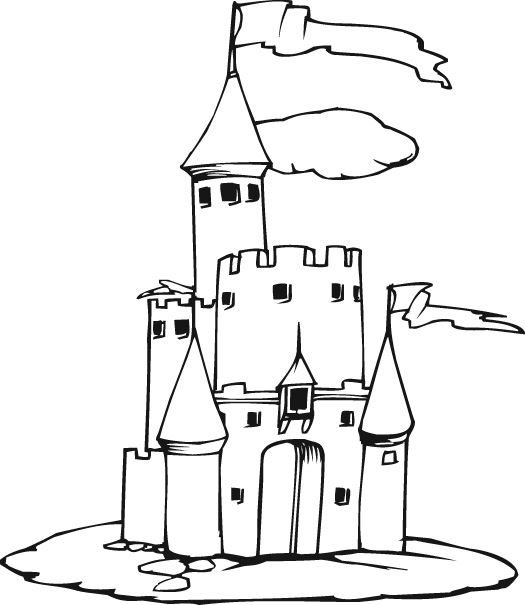 着色页: 城堡 (建筑和建筑) #62045 - 免费可打印着色页