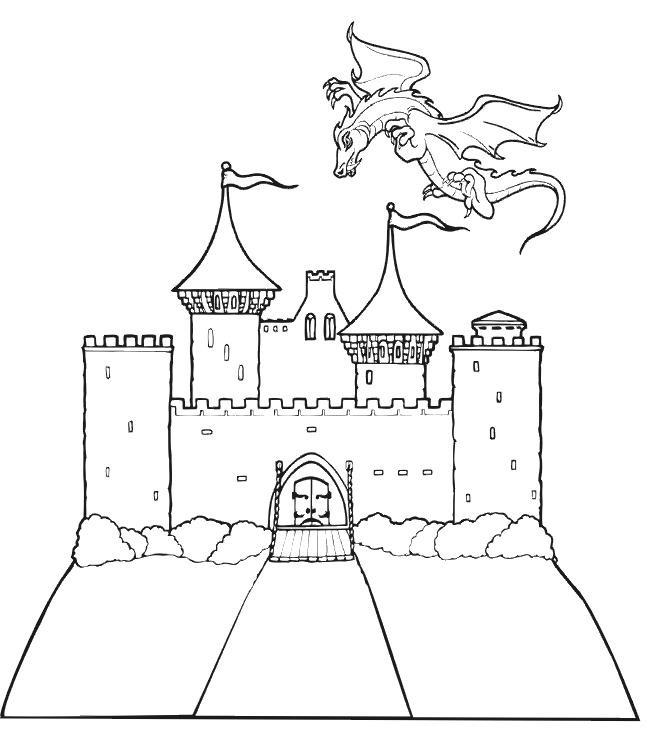 着色页: 城堡 (建筑和建筑) #62047 - 免费可打印着色页