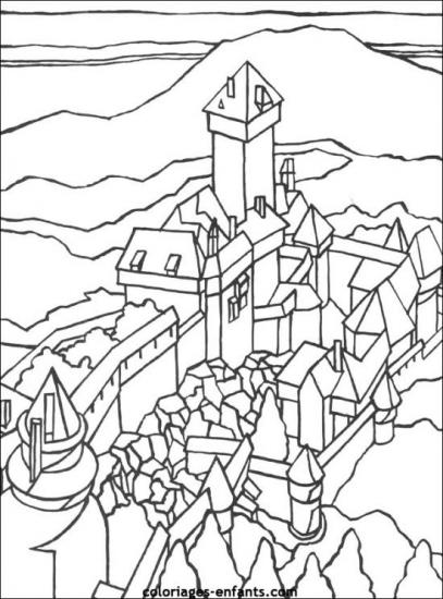 着色页: 城堡 (建筑和建筑) #62053 - 免费可打印着色页