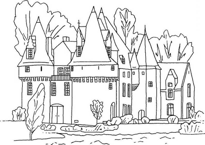 着色页: 城堡 (建筑和建筑) #62065 - 免费可打印着色页
