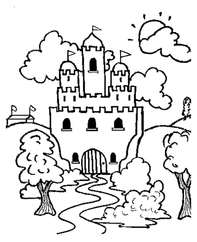 着色页: 城堡 (建筑和建筑) #62068 - 免费可打印着色页