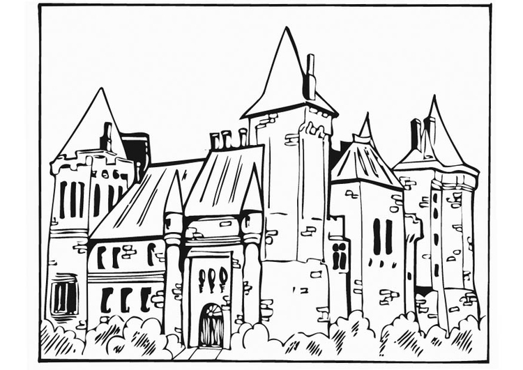 着色页: 城堡 (建筑和建筑) #62081 - 免费可打印着色页