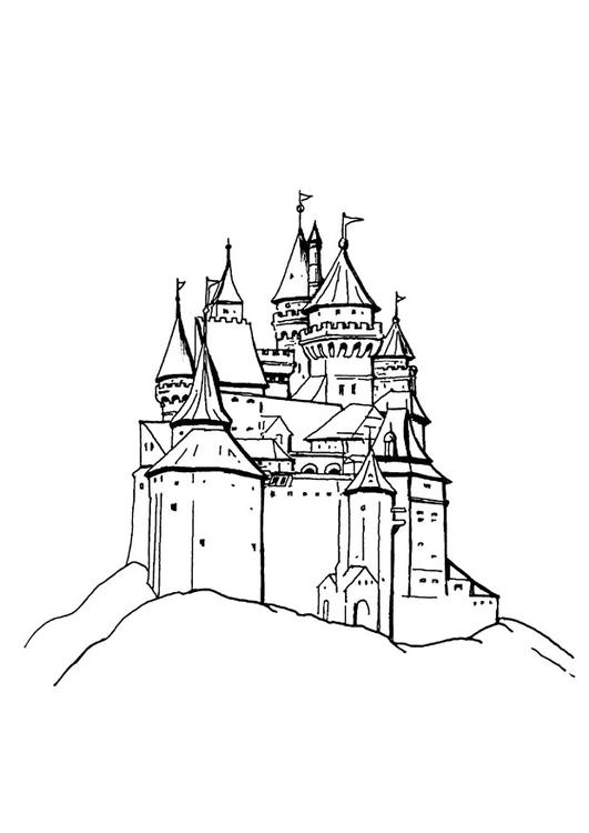 着色页: 城堡 (建筑和建筑) #62083 - 免费可打印着色页