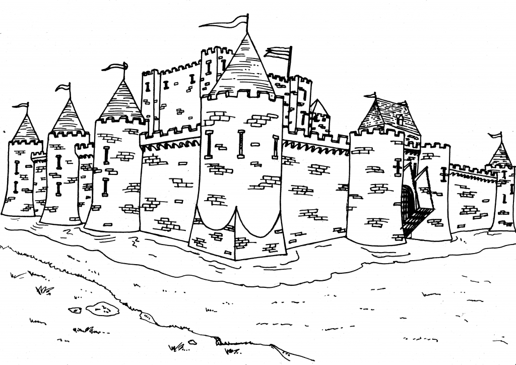 着色页: 城堡 (建筑和建筑) #62091 - 免费可打印着色页