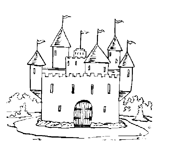 着色页: 城堡 (建筑和建筑) #62092 - 免费可打印着色页