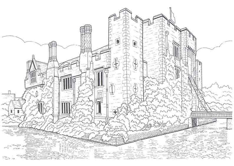 着色页: 城堡 (建筑和建筑) #62093 - 免费可打印着色页