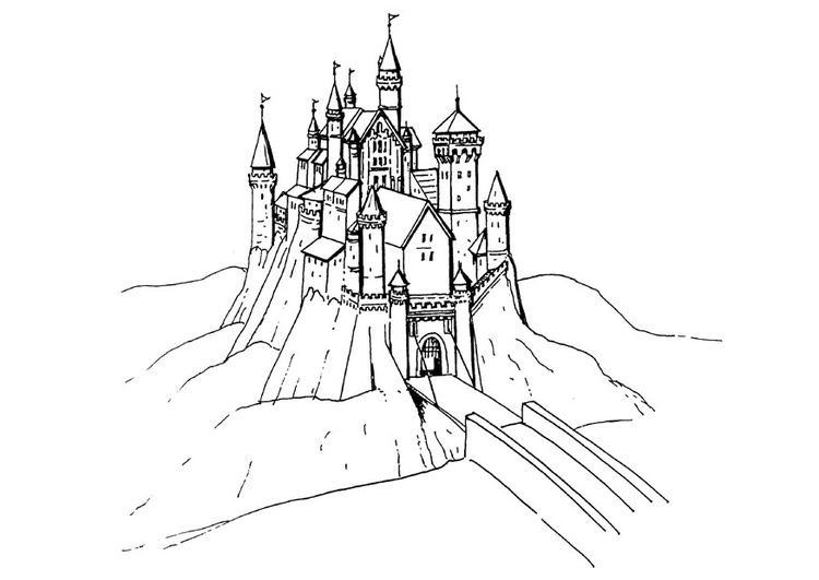着色页: 城堡 (建筑和建筑) #62109 - 免费可打印着色页